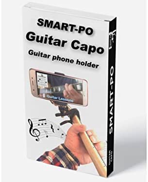 Smart-Po Smartphone Guitar Capo | Android and iPhone Compatible Dock Headstock Neck Clamp | Cell Phone Holder Aid Musicians | Electric or Acoustic Guitars
